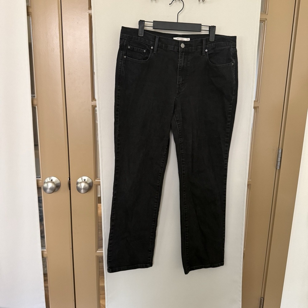 Levi's Women's 14 Black 505 Mid Rise Straight Leg Denim Jeans Pants